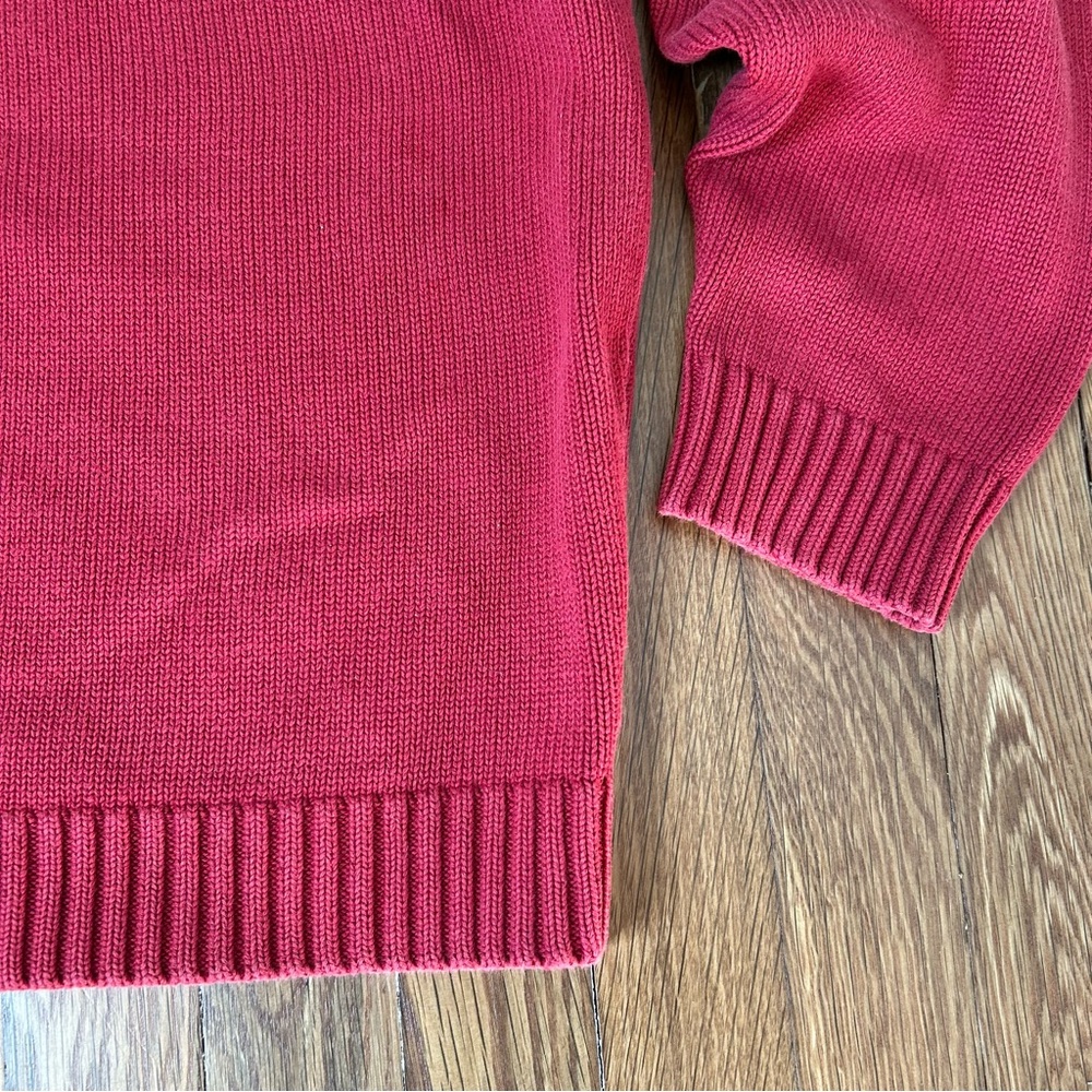 LL Bean 100% Cotton Sweater Mens Regular Medium Classic Knit Red 90s OFW84 VTG - Picture 4 of 7
